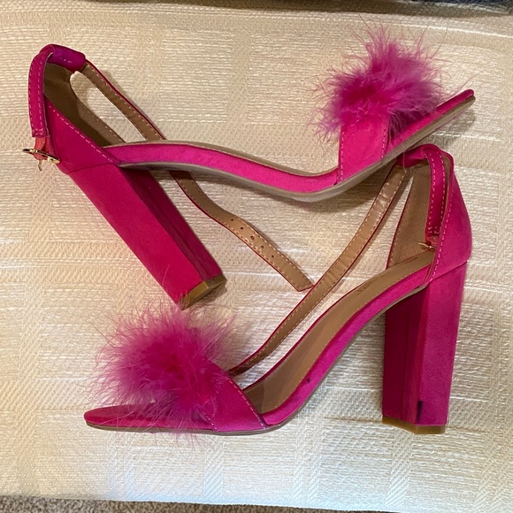 Brash Shoes - Brash Hot Pink Feathered Heels